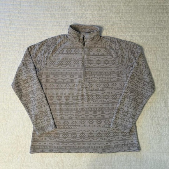 Eddie Bauer Grey Geometric Aztec Quarter Zip Jacket - Picture 1 of 6